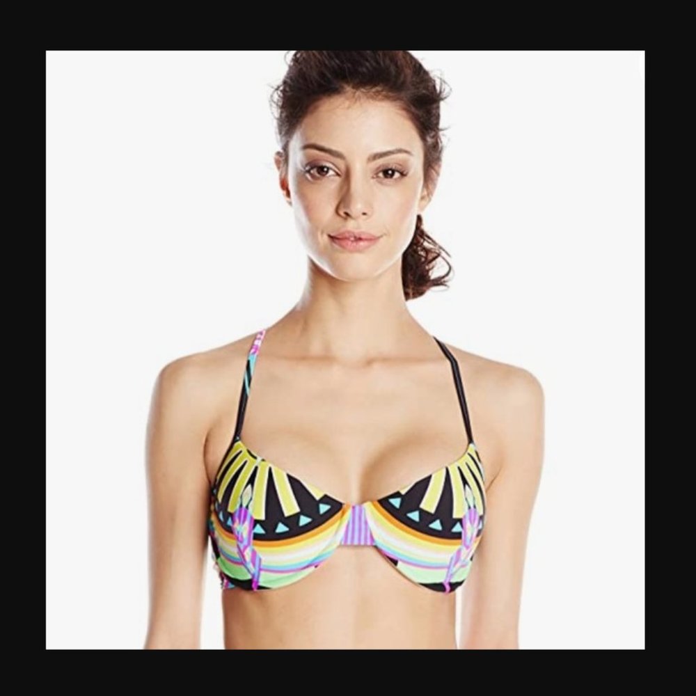 Mara Hoffman Women's Underwire Criss Cross Bikini Top Swimsuit - L